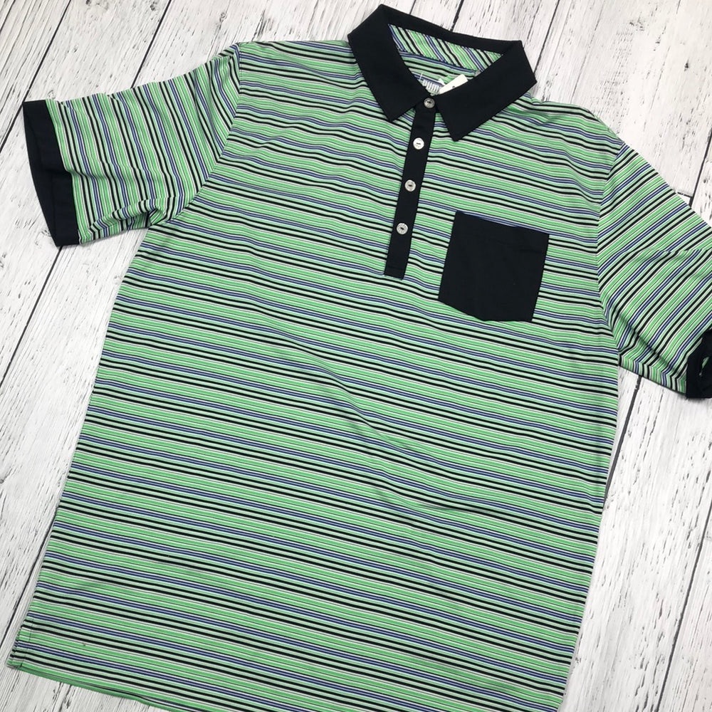 Puma Green and Black Striped Polo Shirt